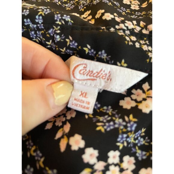 floral print lightweight long sleeve button front blouse split back - Picture 7 of 8